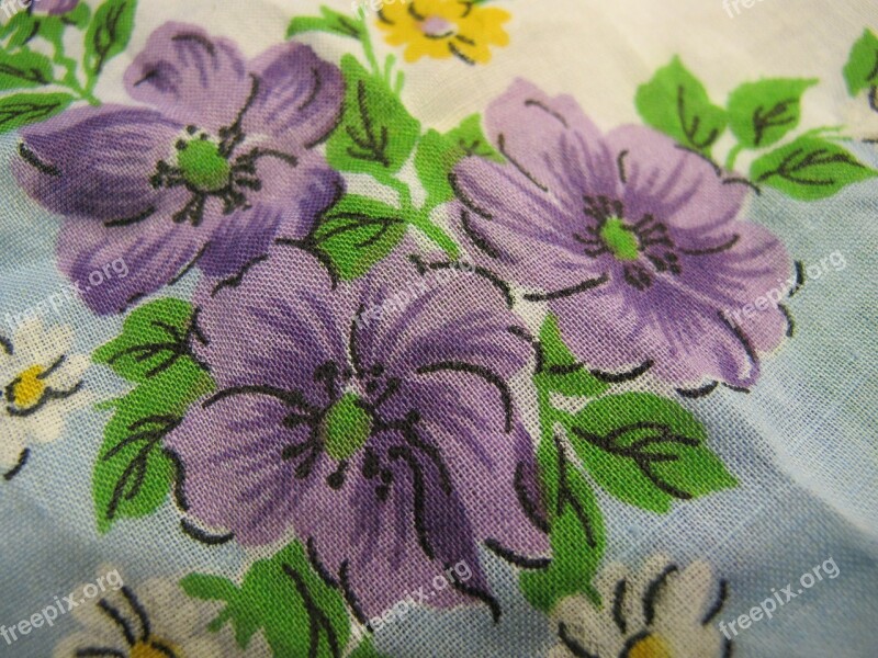 Textile Fabric Vintage Flower Purple