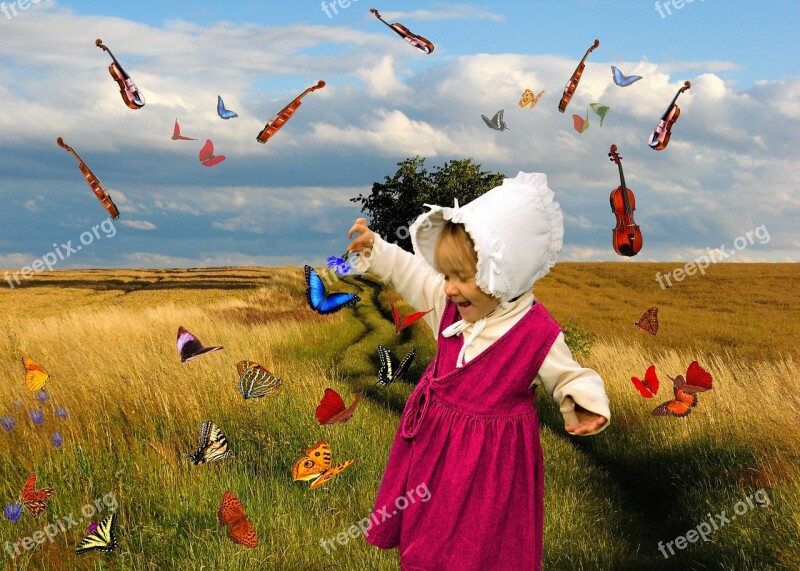 Dynamic Digi-art Composing Girl Violin