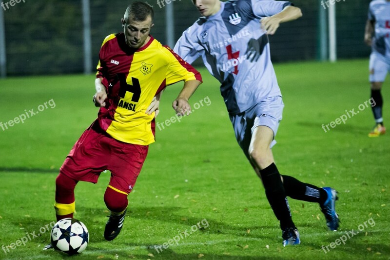 Football Footballers Duel Ball Opponents