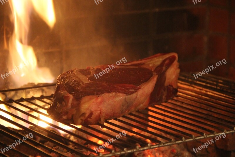 Steak Food Fire Barbecue Fireplace