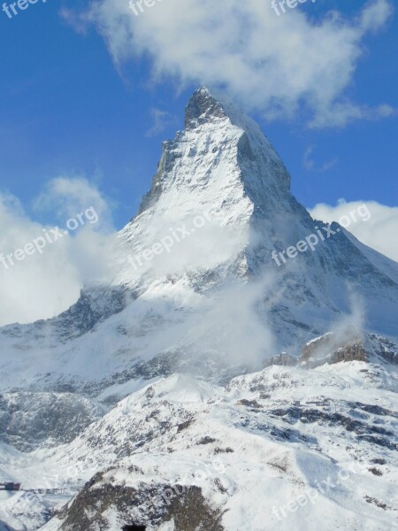 Alpine Mountain Snow Clouds Zermatt