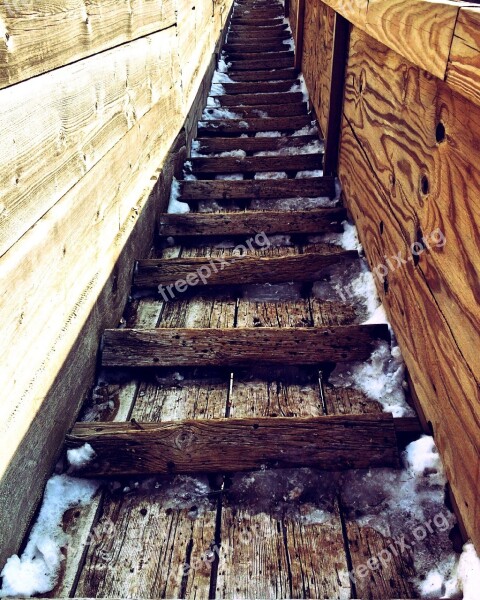 Stairs Wooden Old Ski Jump Stairway