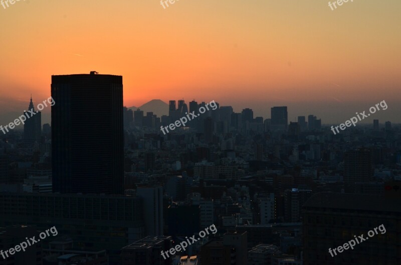 Building Japan Tokyo Sunset Cityscape