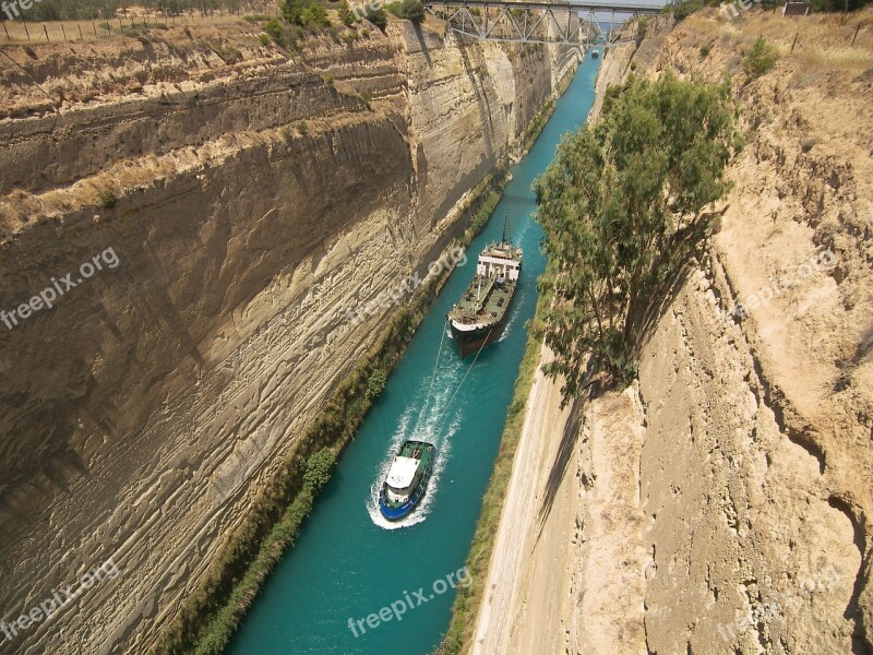 Ships Channel Greece Corinth Free Photos