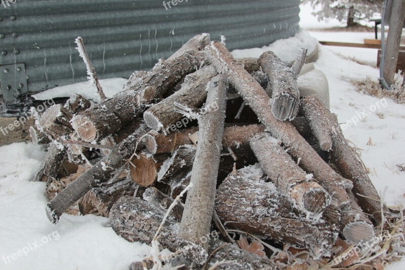 Firewood Frost Woodpile Free Photos