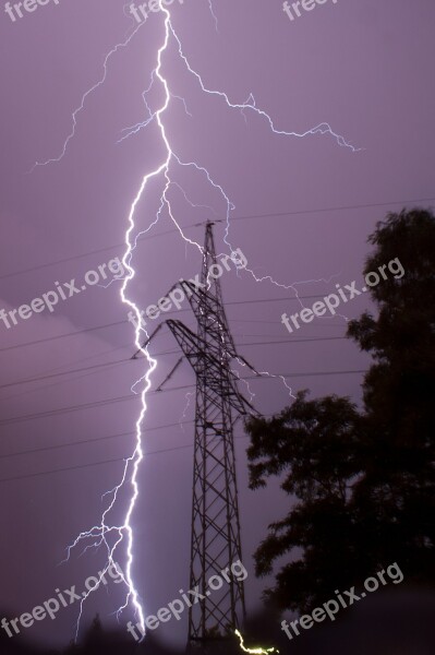 Storm Lightning Power Pole Lightning Safety Ground Lightning