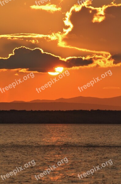 Sunset Abendstimmung Nature Sky Water Clouds