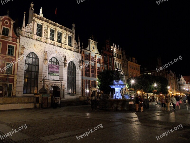 Gdańsk Architecture Nightshot Marketplace Free Photos