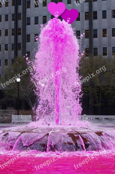 Fountain Pink Heart Love Luck