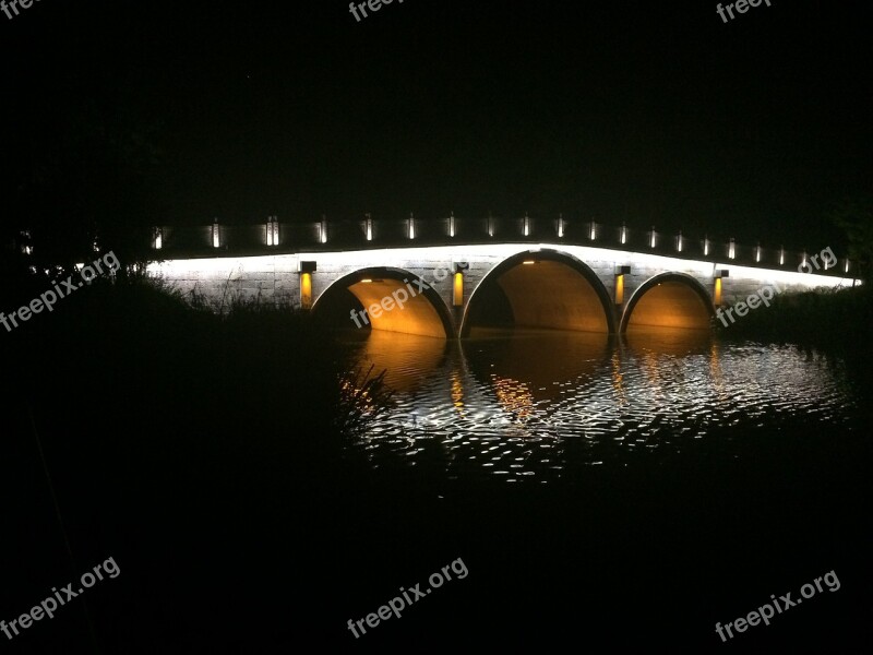 Night View Baimahu Arch Bridge Hangzhou Free Photos