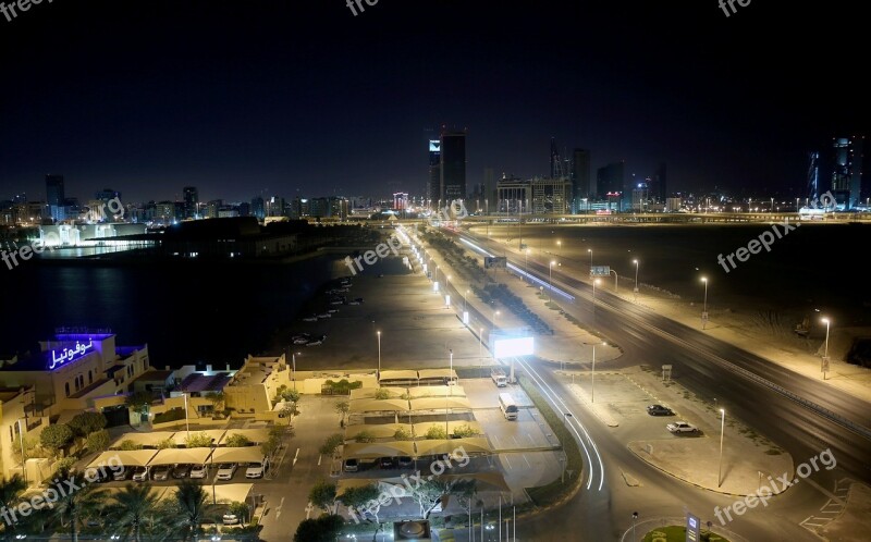 Night City Bahrain Street Cityscape