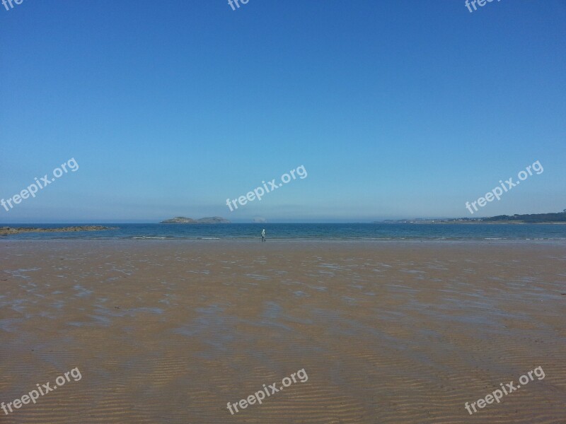 Beach In Scotland Tide Out Blue Sky Free Photos