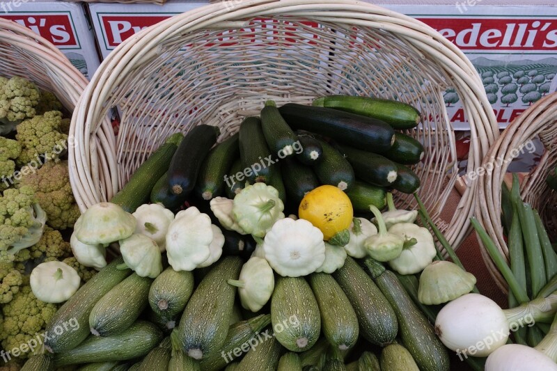 Basket Harvest Zucchini Food Vegitables