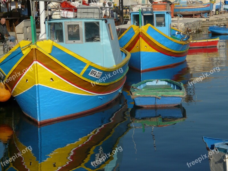 Fishing Boats Marsaxlokk Colorful Port Malta