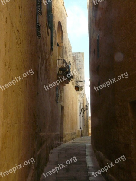 Alley Historic Center Mdina Malta Houses Gorge