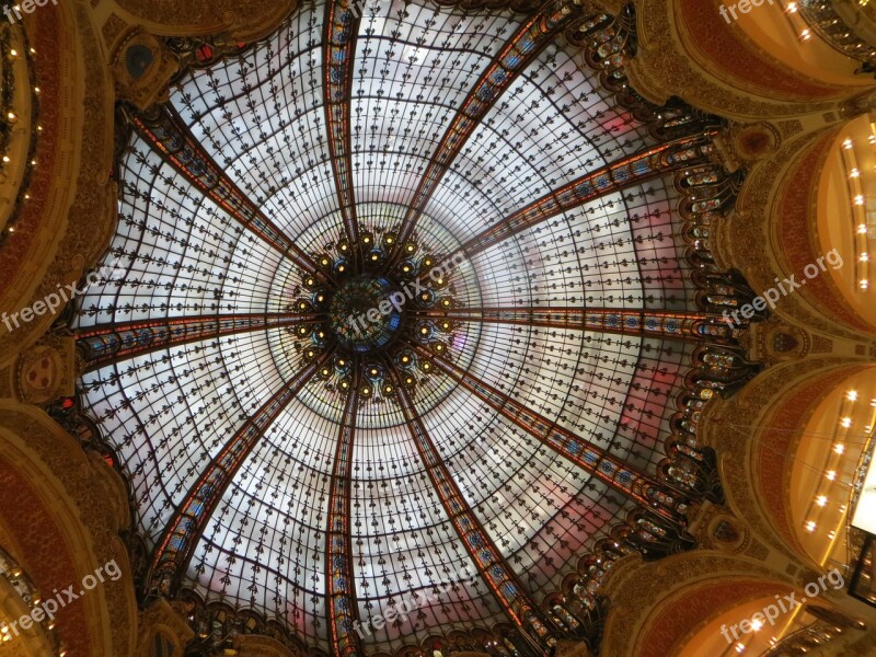 Architecture Landmark Famous Galerie Lafayette Paris