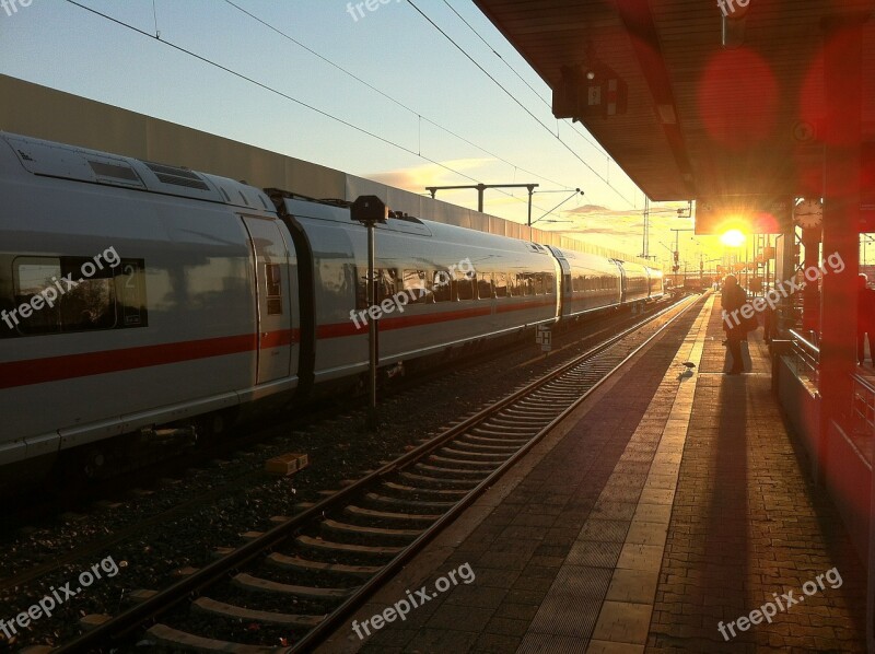 Railway Railway Station Sunshine Morning Sun Track