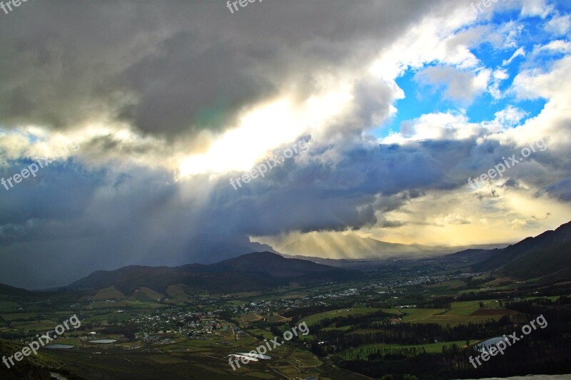 South Africa Vineyards Landscape Winegrowing View