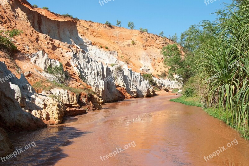 Vietnam River Gorge Watercourse Desert