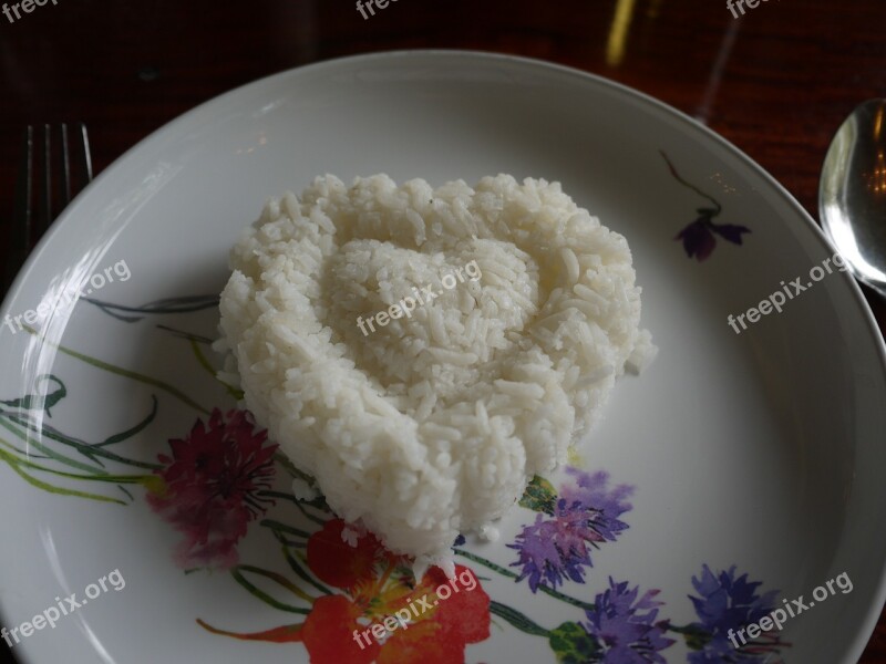 Food Heart Rice Meal Asian