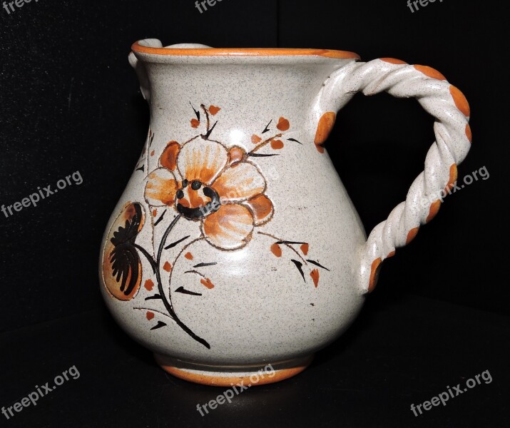 Amphora Vase Terracotta Flower Black Background