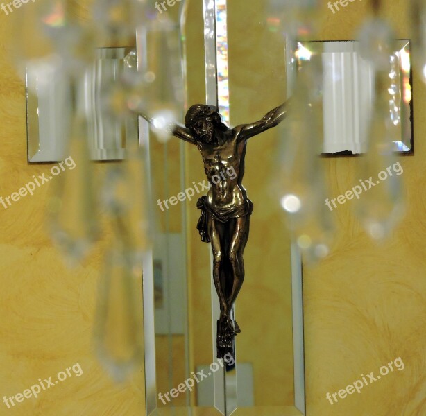 Crucifix Jesus Mirror Crystals Glass