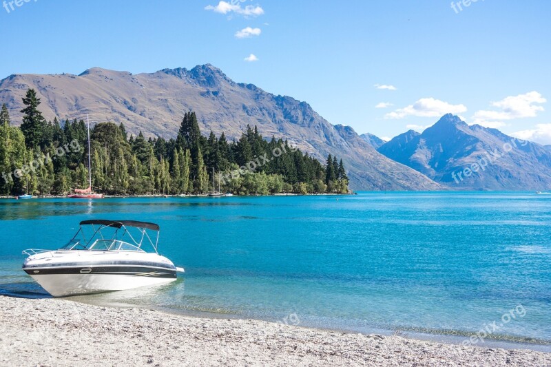 Queenstown Beach New Zealand Nature Water