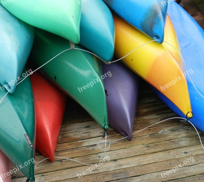 Kayaks Boats Colorful Kayaking Boating