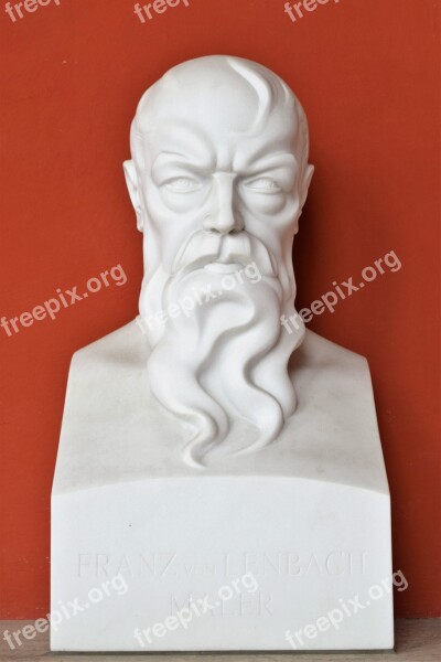 Statue Head White Beard Intense