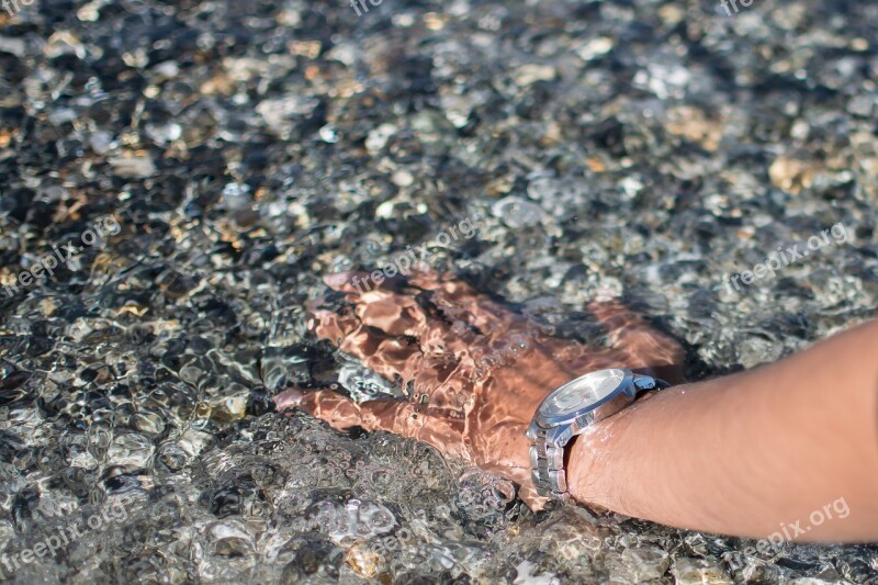 Time Water Watch Hand Pebbles