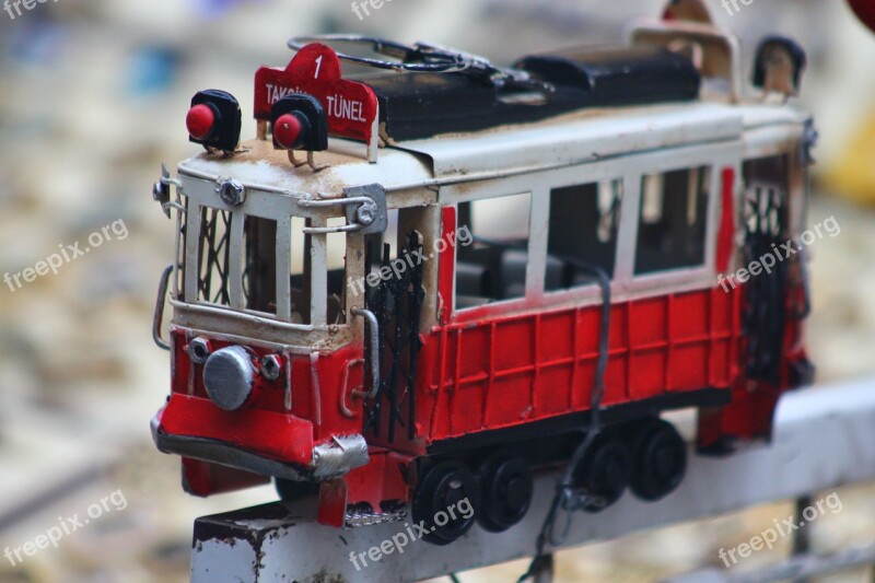 Toy Red Tramway Train Rail