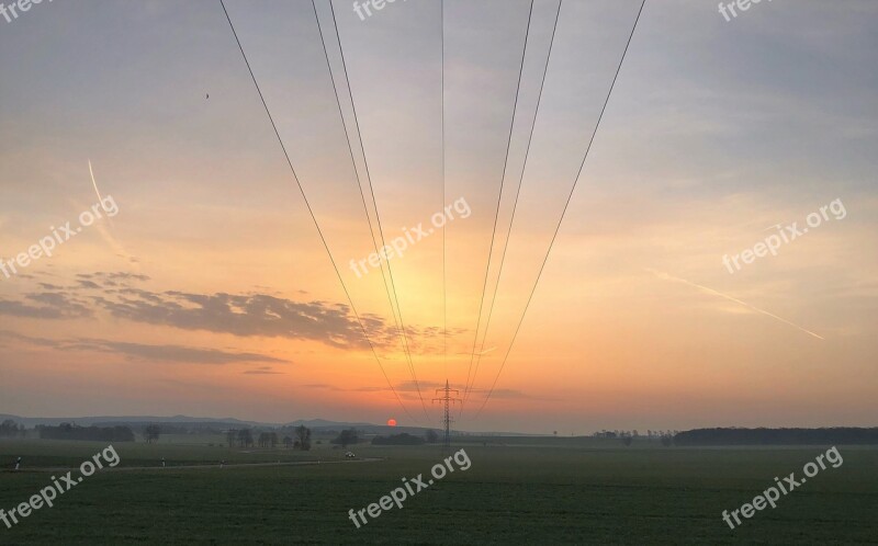 Power Line Field Power Lines Sunrise Power Supply