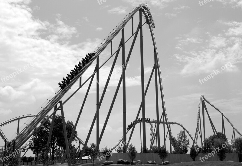 Roller Coaster Ride Thrill Monochrome Black And White