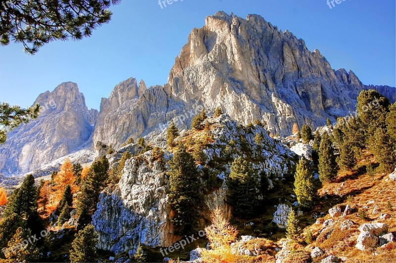 Sassolungo Dolomites Mountains Italy Clouds