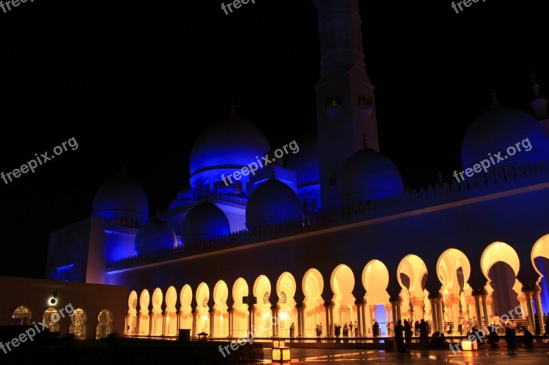 Abu Dhabi Mosque Lights Night Prayer