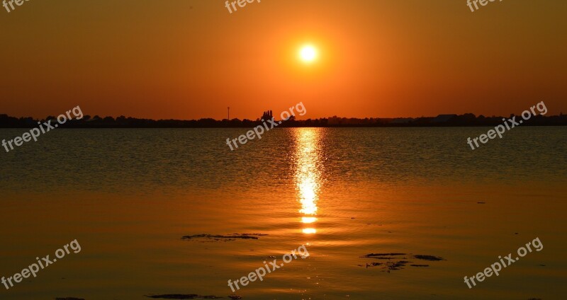 Sunset Afterglow Water Abendstimmung Romantic