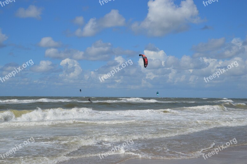 Beach Kite Surfing Kitesurfer Sport Water