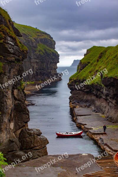 Port Water Faroe Islands Natural Bay