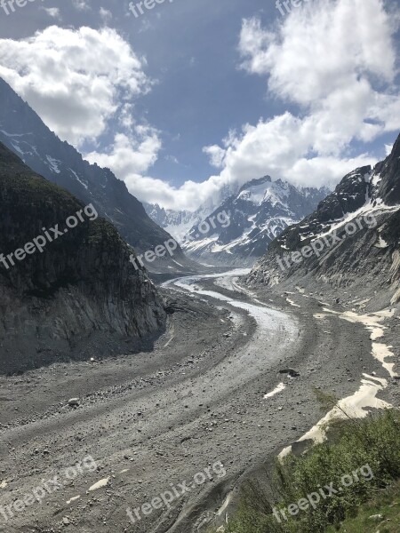 Mer De Glace Glacier Alps Chamonix Free Photos