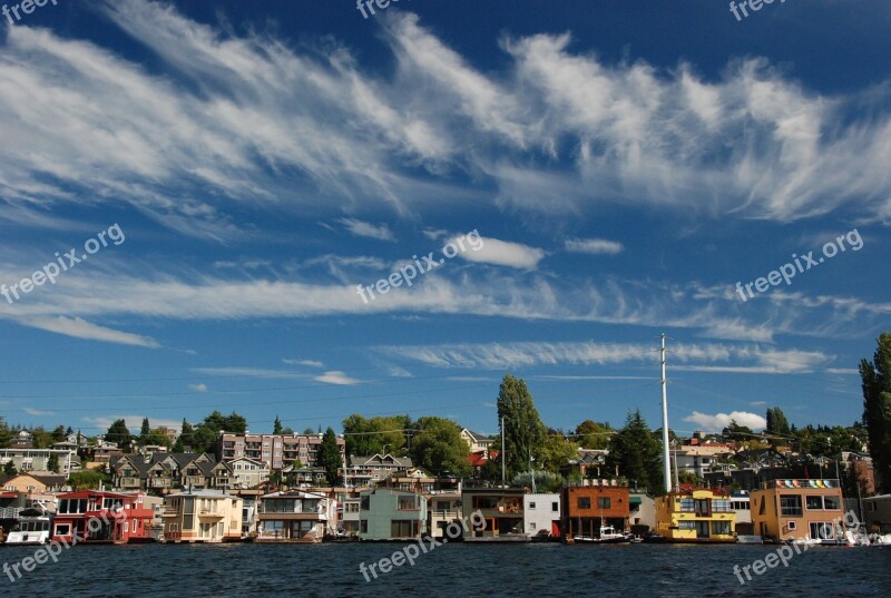 Houseboats Clouds Lake Sky Water Lake