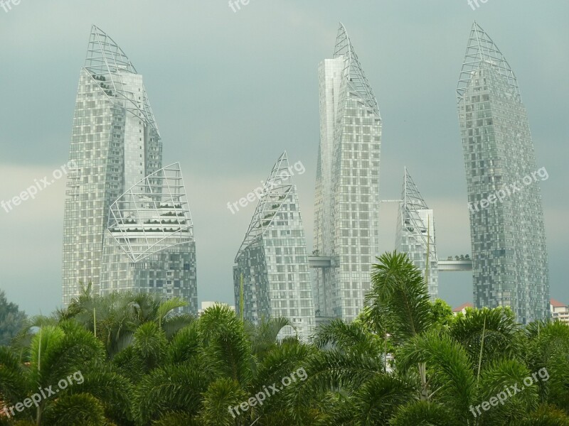 Singapore Skyscrapers Stormy Sky Skyscraper Office Building