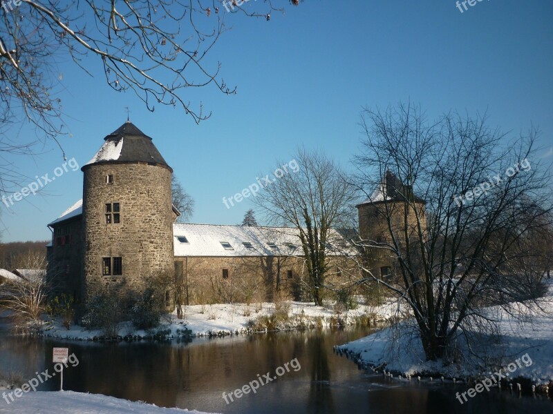 Winter Snow Wasserburg Ratingen Free Photos