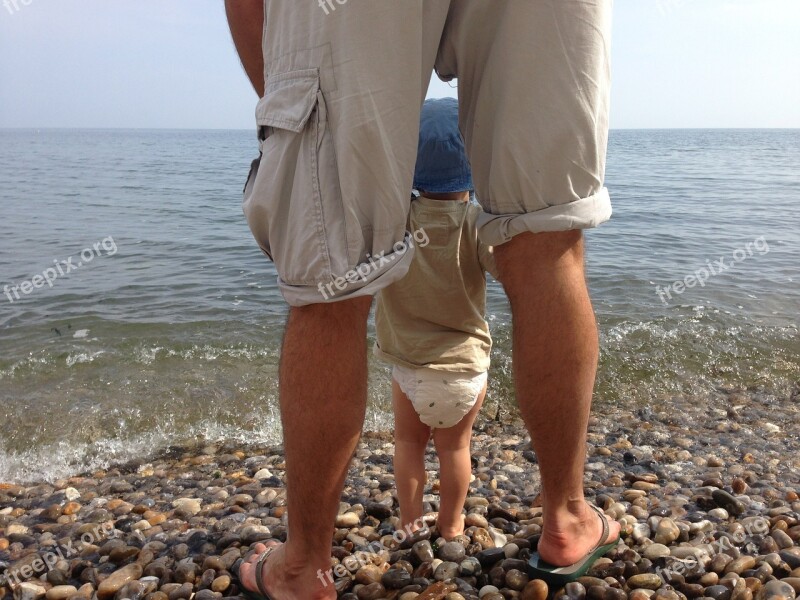 Dad Child Beach Sea Father