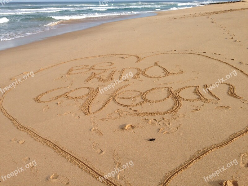 Beach Sand Writing Vegan Free Photos