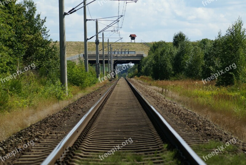 Train Railway Rails Channel Elbe Side Canal