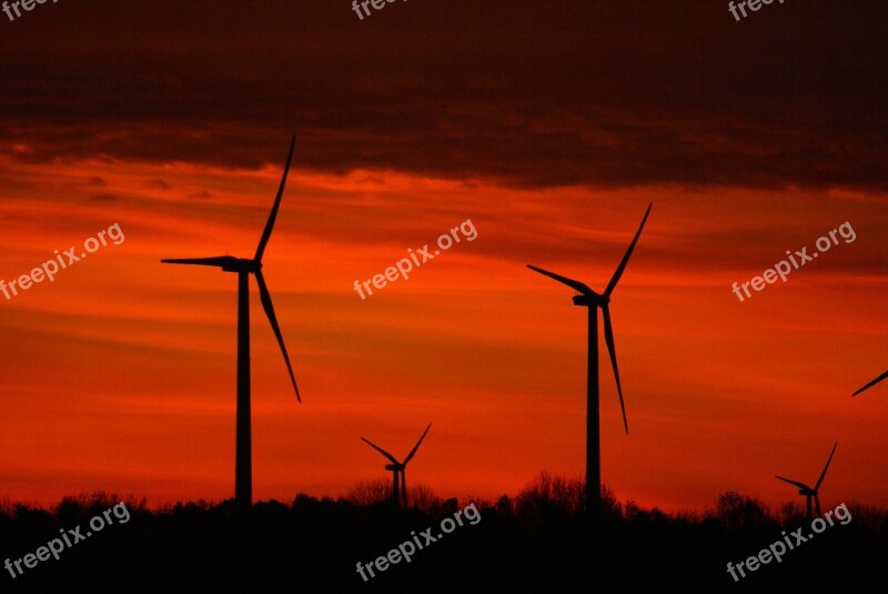 Windräder Sun Wind Power Wind Energy Clouds