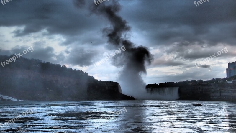 Niagara If Waterfalls Canada Clouds Dark