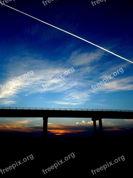 Sunset Bridge Sun Cloud Reflection