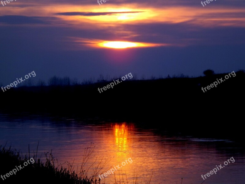 Sunset Sun Water Cloud Reflection