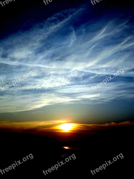 Sunset Sun Water Cloud Reflection